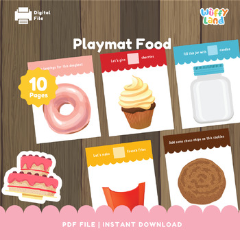 Preview of FOOD Playdough Mat Printable, Play Dough Activity Mats, Playmat Food