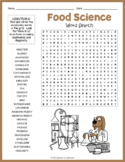 FOOD SCIENCE Word Search Puzzle Worksheet Activity