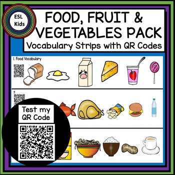 Preview of FOOD VOCABULARY with QR codes - ESL Resources and ESL Newcomer Activities