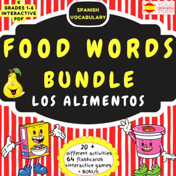 Preview of Food words in Spanish Bundle for kids La comida y los alimentos