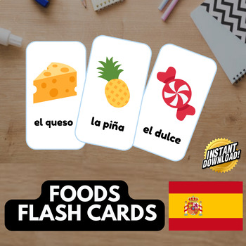 Preview of FOODS SPANISH Edition (91 emoji pictures) • Montessori Cards • Flash Cards