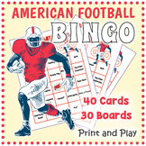 FOOTBALL BINGO - Big Game Day or Super Bowl - 40 Terms and