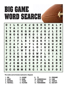 football word search game day word search football themed football activities