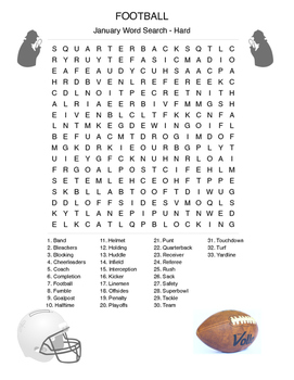 football word search january 3 levels superbowl early finisher