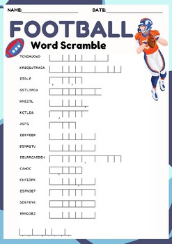 Preview of FOOTBALL Word scramble puzzle worksheet activity