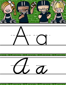 FOOTBALL theme - Alphabet Cards, Handwriting, ABC print and D'Nealian Cursive