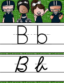 FOOTBALL theme - Alphabet Cards, Handwriting, ABC print and D'Nealian Cursive