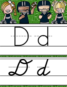 FOOTBALL theme - Alphabet Cards, Handwriting, ABC print and D'Nealian Cursive