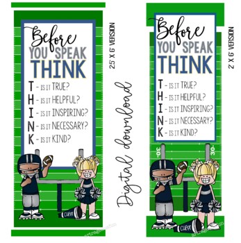 FOOTBALL theme - Classroom Decor: LARGE BANNER, Before You Speak