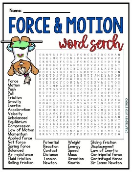 Preview of FORCE AND MOTION | Word Search Puzzle