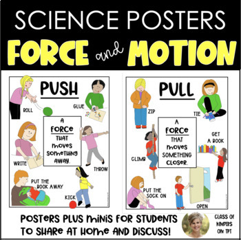 Preview of Force and Motion: Push & Pull Science Posters for Kindergarten & First