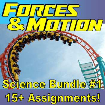 Preview of FORCES & MOTION Bundle #1 (15+ Assignments / 60+ Pages / Physics / Science)