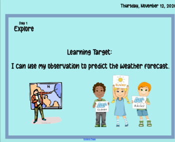 Preview of FORECASTING AND SEVERE WEATHER LESSON SMART NOTEBOOK SLIDE  KINDERGARTEN SCIENCE