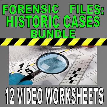 Preview of FORENSIC FILES HISTORIC CASES BUNDLE (12 Video Worksheets / Distance Learning)