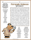 FORENSIC SCIENCE Word Search Puzzle Worksheet Activity
