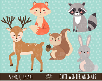 Forest Animals Clipart Woodland Graphics Commercial Use Winter Animals