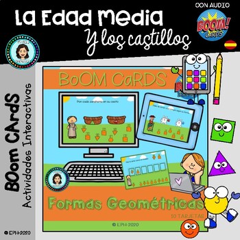 Preview of FORMAS GEOMÉTRICAS en castillo - Boom Cards Distance Learning (Spanish)