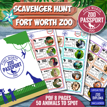 Preview of FORT WORTH ZOO  Game Passport Game - SCAVENGER HUNT - ZOO DIPLOMA