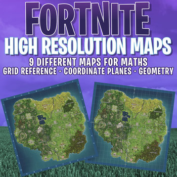 Preview of FORTNITE - 9 x MATHS MAPS - GRID, COORDINATE PLANES - HIGHEST QUALITY