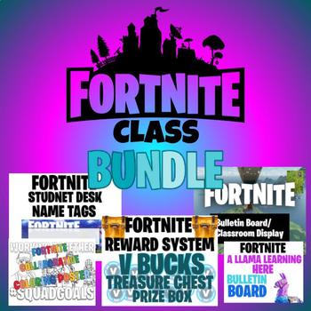 fortnite classroom bundle 2 bulletin board poster reward system name tags - tags for fortnite
