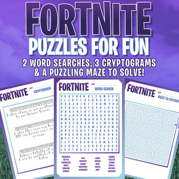 Preview of FORTNITE - FUN PUZZLES - Word Searches, Cryptograms, & Maze