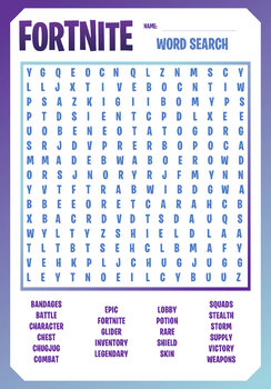 FORTNITE - FUN PUZZLES - Word Searches, Cryptograms, & Maze by The