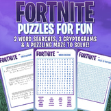FORTNITE - FUN PUZZLES - Word Searches, Cryptograms, & Maze