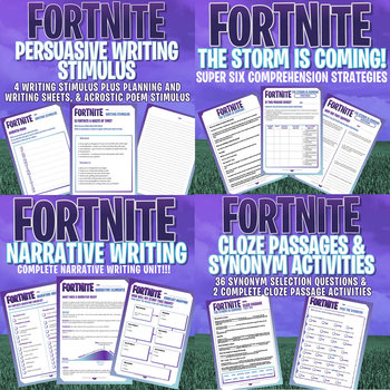 Preview of FORTNITE - LITERACY MEGA BUNDLE - 6 Units of Work - 95 PAGES