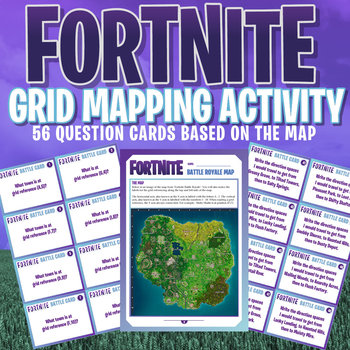 Preview of FORTNITE - MATHS GRID MAPPING ACTIVITY - 56 Question Cards!!!