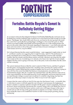 fortnite super six comprehension activity worksheets the battle royale comet - fortnite reading comprehension