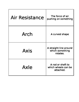 Preview of FOSS Balance and Motion Vocabulary Cards