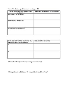 Preview of FOSS Environments 4th Grade Reading Comprehension Graphic Organizer