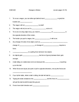 Preview of FOSS SCIENCE  3rd Grade      MOTION AND MATTER       Change of Motion