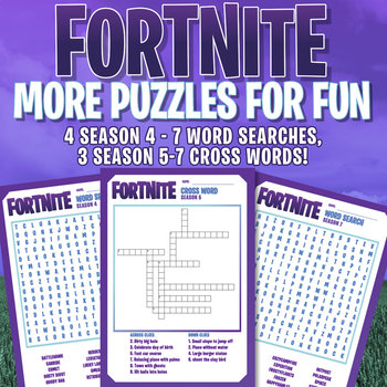 Preview of FORTNITE - WORD SEARCHES & CROSS WORDS - 7 Puzzles - Fortnite Seasons 5-7