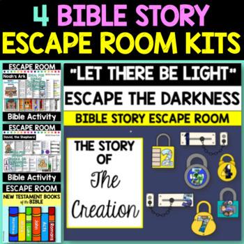 Preview of FOUR Bible Story Escape Room Activities for Sunday School or Children's Church