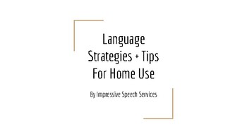 Preview of FOUR language strategies, tips & MORE for parents to use at home
