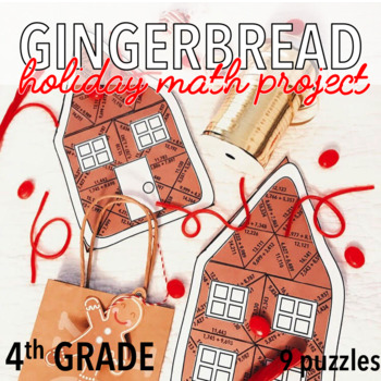 Preview of FOURTH GRADE CHRISTMAS MATH PROJECT - GINGERBREAD HOUSES