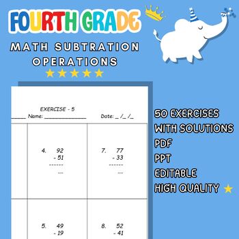 Preview of FOURTH GRADE MATH SUBTRATION OPERATIONS