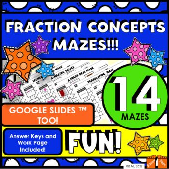 Preview of FRACTION CONCEPTS --14 MAZE ACTIVITIES PRINT & DIGITAL