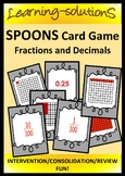 FRACTION Card Game - SPOONS - Fractions/Tenths/Hundredths - FUN!