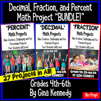 Preview of Fraction, Decimal, & Percent Enrichment Projects Bundle!