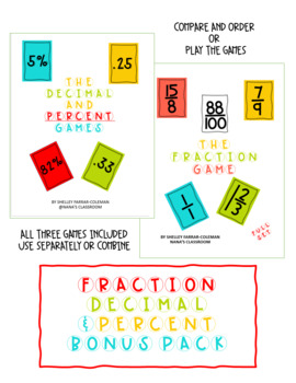 Preview of FRACTION - PERCENT - DECIMAL GAMES PACK