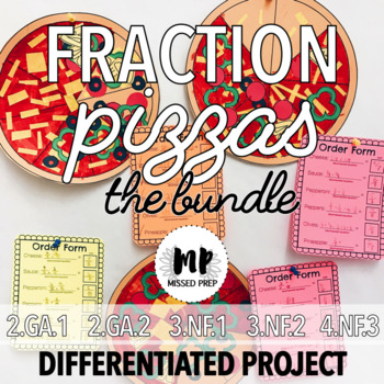 Preview of FRACTION PIZZA PROJECT BUNDLE: differentiated 2nd, 3rd, 4th grade