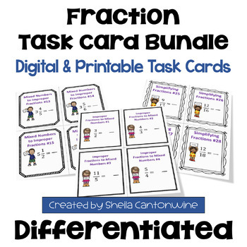 Preview of Fraction Task Card Bundle - Differentiated