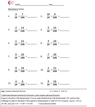 Preview of FRACTIONS 3NF, 4NF, 5NF, 6RPA All Fraction Standards Common Core Math Worksheets