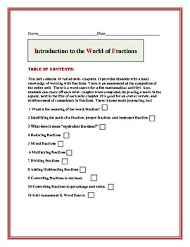Preview of FRACTIONS: A BASIC CONTENT KNOWLEDGE UNIT