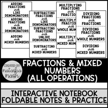 Preview of FRACTIONS AND MIXED NUMBERS (ALL OPERATIONS)