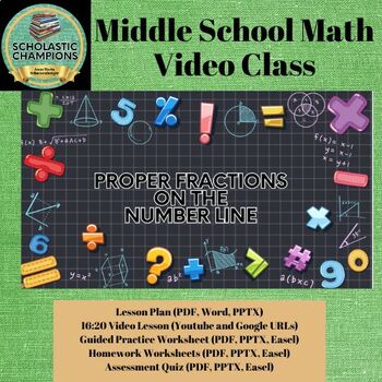Preview of FRACTIONS AND THE NUMBER LINE * Video Class with Guided Practice* 3th Grade Math