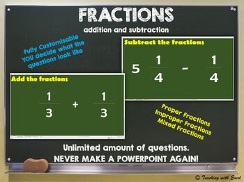 Preview of FRACTIONS - Addition and Subtraction of Fractions