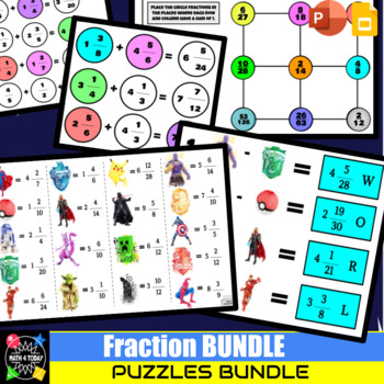 Preview of FRACTIONS BUNDLE - PUZZLES - DIGITAL - GoogleSlides/PowerPoint